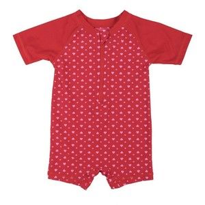 New Leveret Red Heart Zip-Front Raglan One-Piece Rashguard Infant 6-12 Month